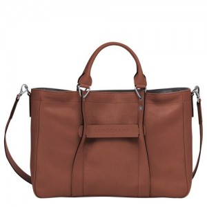 Longchamp 3D Top handle bag M Cognac | CSJ-751632