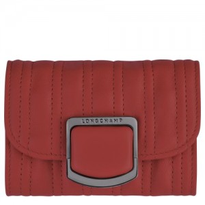 Longchamp Brioche Card holder Red | FOL-897261