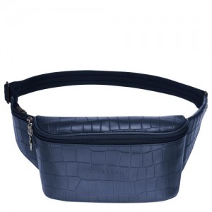 Longchamp Croco Block Belt bag Navy | EYW-413978