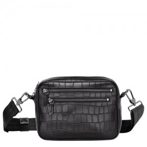 Longchamp Croco Block Crossbody bag Black | OHD-869472