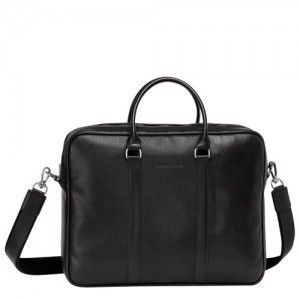 Longchamp Le Foulonne Briefcase M Black | ZSI-976243