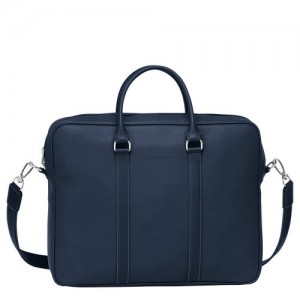 Longchamp Le Foulonne Briefcase M Navy | JHW-743602