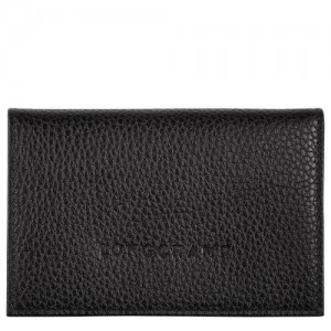 Longchamp Le Foulonne Card holder Black | EVH-786914