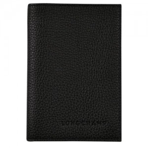 Longchamp Le Foulonne Passport cover Black | KIA-923578