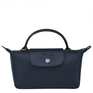 Longchamp Le Pliage City Pouch with handle Navy | MKU-153409