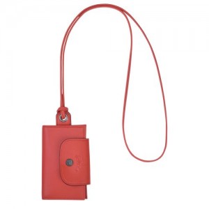 Longchamp Le Pliage Cuir Card holder with necklace Terracotta | IDC-605483