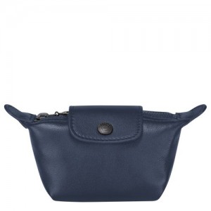 Longchamp Le Pliage Cuir Coin purse Navy | EOJ-610829