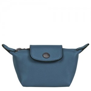 Longchamp Le Pliage Cuir Coin purse Pilot Blue | CAM-869357