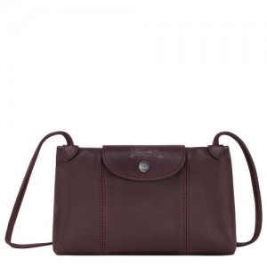 Longchamp Le Pliage Cuir Crossbody bag Burgundy | EIU-429701