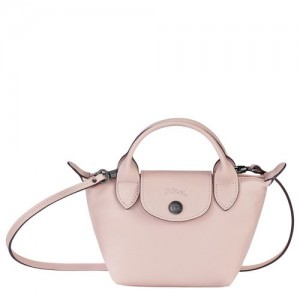 Longchamp Le Pliage Cuir Crossbody bag Pale Pink | XAD-098617