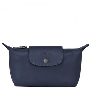 Longchamp Le Pliage Cuir Pouch Navy | LOU-360725