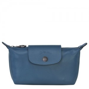 Longchamp Le Pliage Cuir Pouch Pilot Blue | KDX-185092