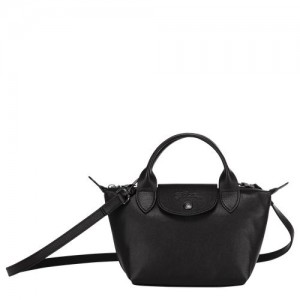 Longchamp Le Pliage Cuir Top handle bag XS Black | IPZ-176329