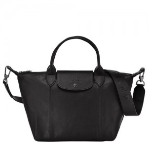 Longchamp Le Pliage Cuir Top handle bag S Black | WID-281569