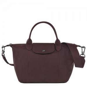 Longchamp Le Pliage Cuir Top handle bag S Burgundy | VKH-184695