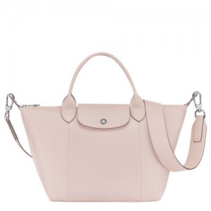 Longchamp Le Pliage Cuir Top handle bag S Pale Pink | MEF-578304