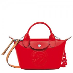 Longchamp Le Pliage Cuir Top handle bag XS Vermilion | KMH-259083