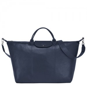 Longchamp Le Pliage Cuir Travel bag L Navy | HVL-124903