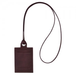 Longchamp Le Pliage Green Card holder with necklace Burgundy | TOB-381629