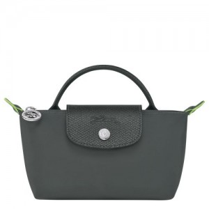 Longchamp Le Pliage Green Pouch with handle Graphite | IPO-368027