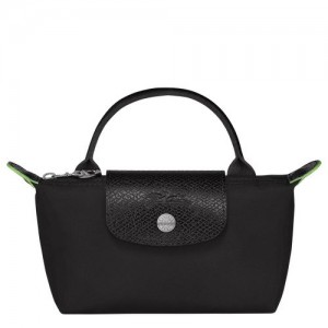 Longchamp Le Pliage Green Pouch with handle Black | DGC-563108