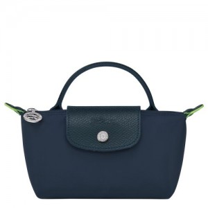 Longchamp Le Pliage Green Pouch with handle Navy | TPI-320681