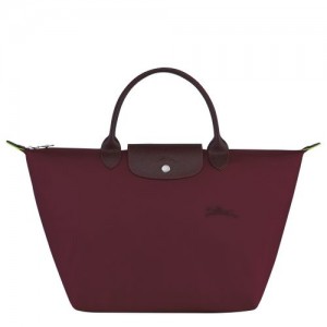 Longchamp Le Pliage Green Top handle bag M Burgundy | FRN-532167