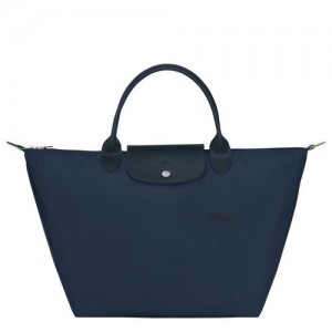 Longchamp Le Pliage Green Top handle bag M Navy | BHK-906423