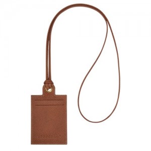 Longchamp Le Pliage Original Card holder with necklace Brown | HPW-492136