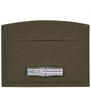 Longchamp Roseau Card holder Khaki | EXT-258417