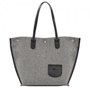 Longchamp Roseau Essential Shopping bag L Grey | MGX-124637