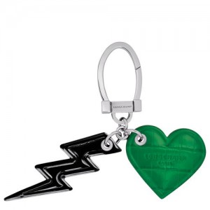 Longchamp Roseau Ladie's Key rings Black/Green | FKD-971204