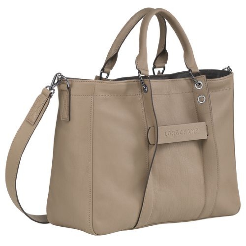 Longchamp 3D Top handle bag M Brown | OBL-143792