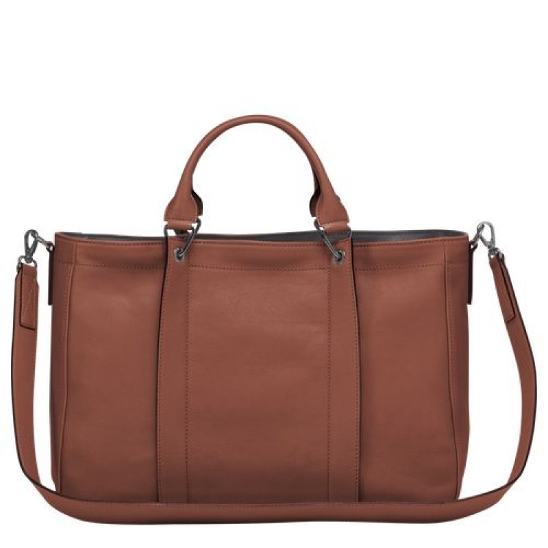 Longchamp 3D Top handle bag M Cognac | CSJ-751632