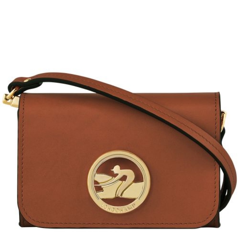 Longchamp Box-Trot Coin purse with shoulder strap Cognac | HBP-734982