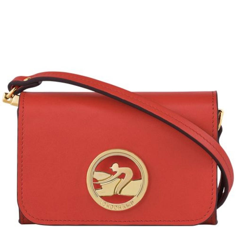 Longchamp Box-Trot Coin purse with shoulder strap Orange | VUL-257134