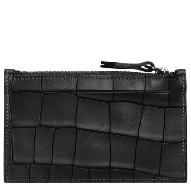 Longchamp Croco Block Coin purse Black | SEA-180253