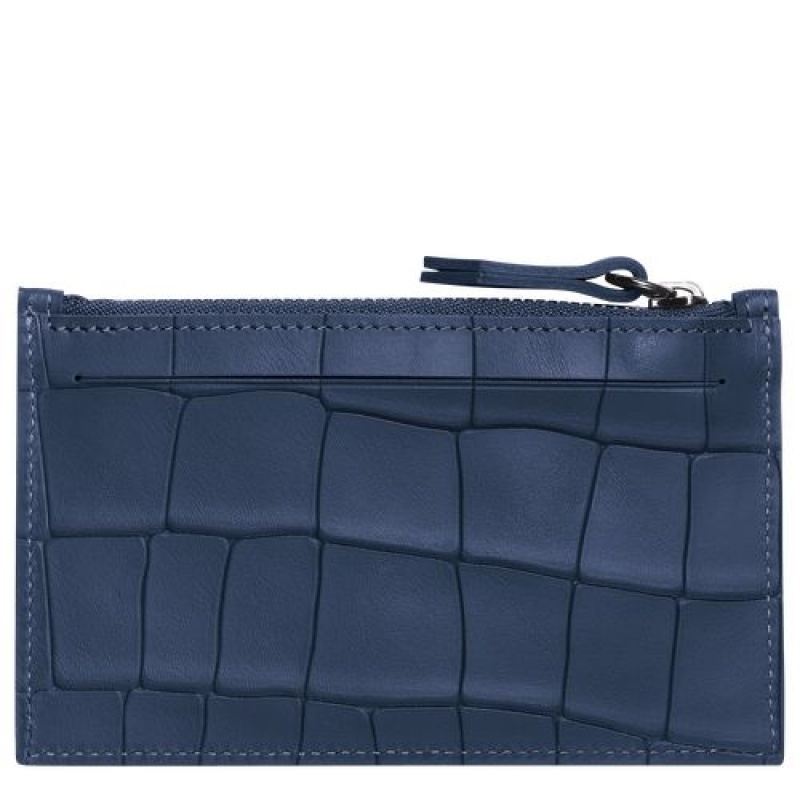 Longchamp Croco Block Coin purse Navy | JYP-904673