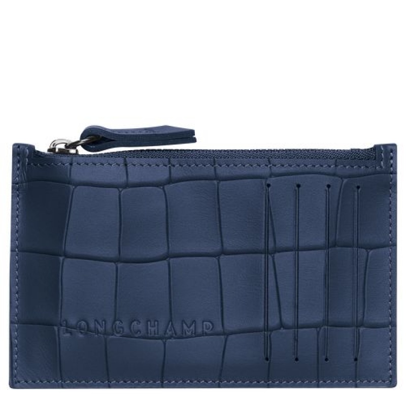 Longchamp Croco Block Coin purse Navy | JYP-904673