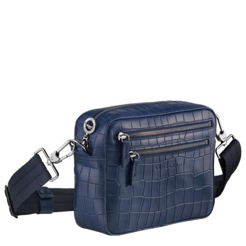 Longchamp Croco Block Crossbody bag Navy | RHU-608179