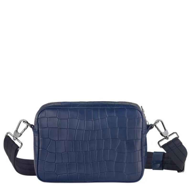 Longchamp Croco Block Crossbody bag Navy | RHU-608179