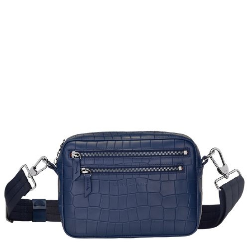 Longchamp Croco Block Crossbody bag Navy | RHU-608179