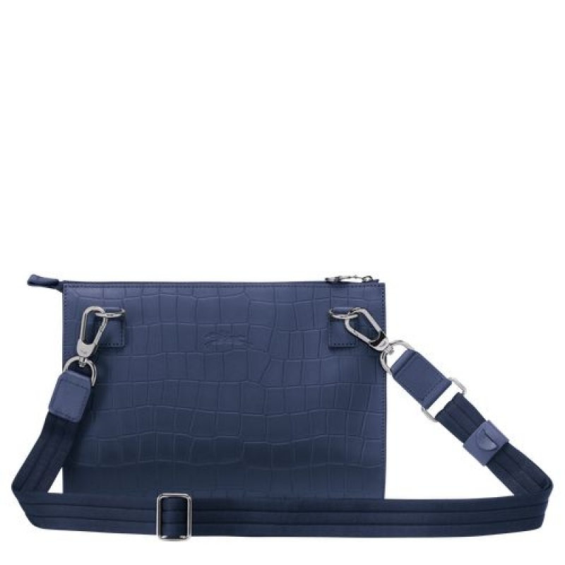 Longchamp Croco Block Crossbody bag Navy | MNX-958712