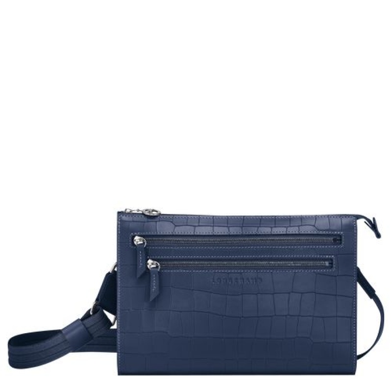 Longchamp Croco Block Crossbody bag Navy | MNX-958712