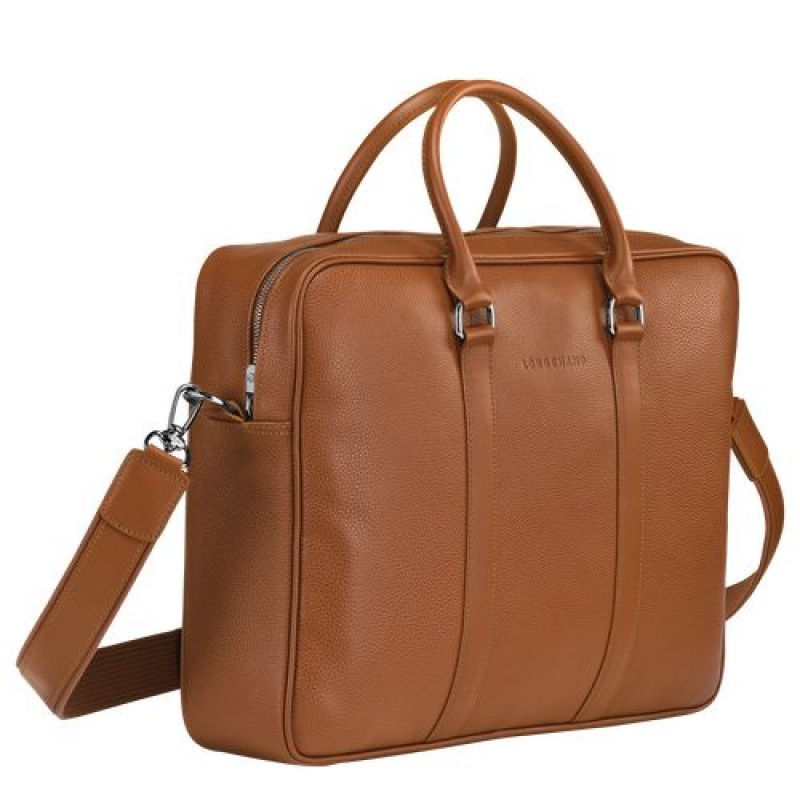 Longchamp Le Foulonne Briefcase M Caramel | AOG-094526