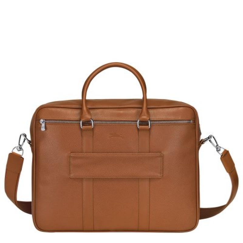 Longchamp Le Foulonne Briefcase M Caramel | AOG-094526