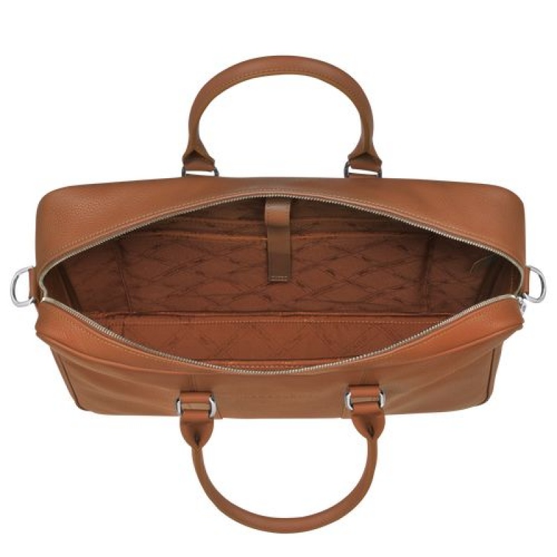 Longchamp Le Foulonne Briefcase M Caramel | AOG-094526