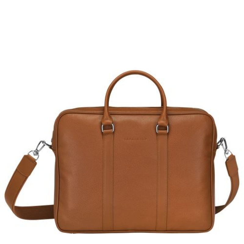 Longchamp Le Foulonne Briefcase M Caramel | AOG-094526