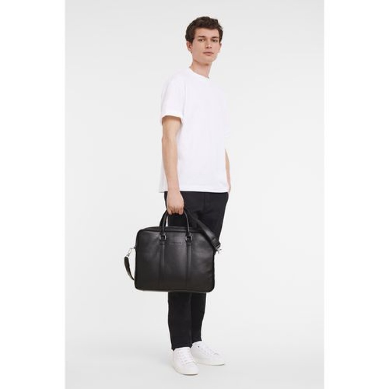 Longchamp Le Foulonne Briefcase S Black | CVK-810364