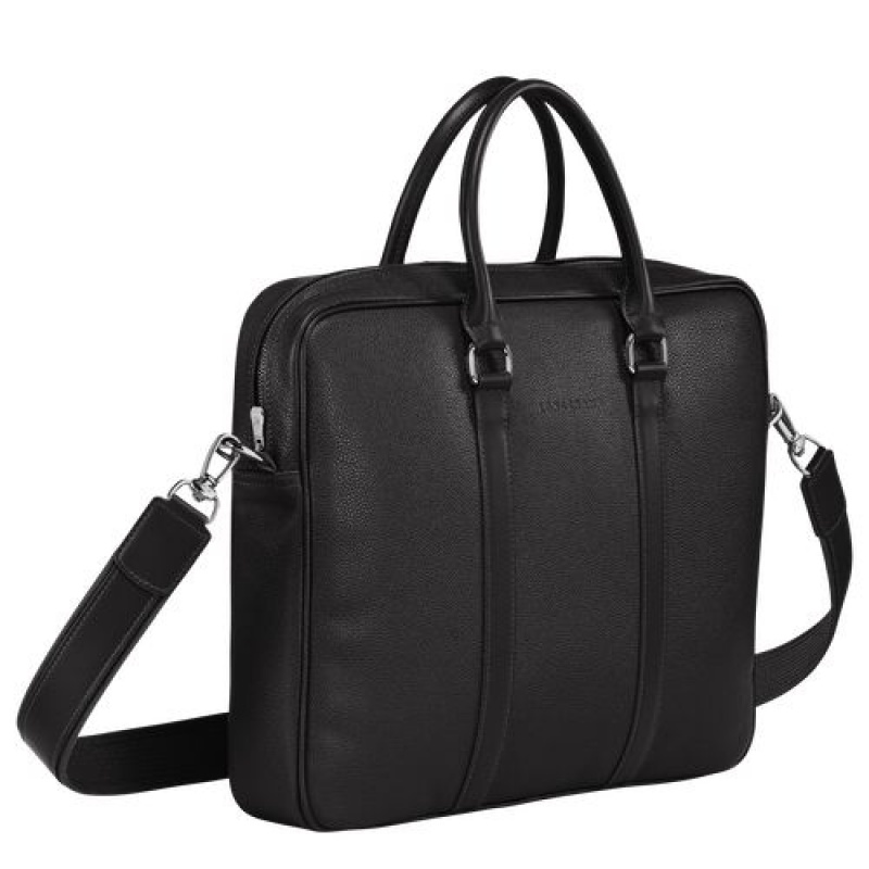 Longchamp Le Foulonne Briefcase S Black | CVK-810364